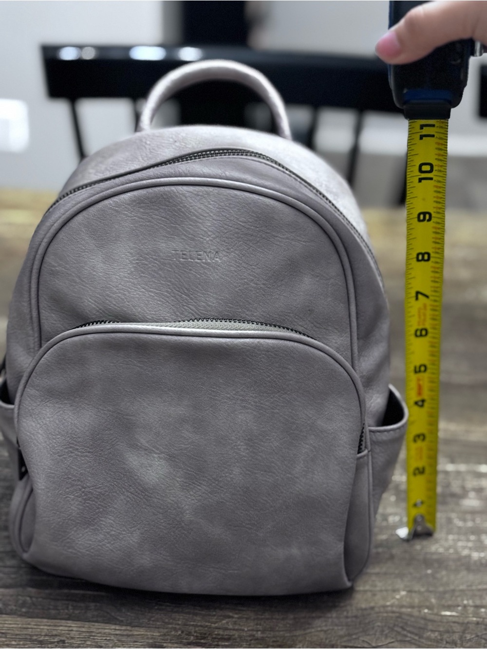 Khaki Faux-Leather Everyday Backpack - Unbranded